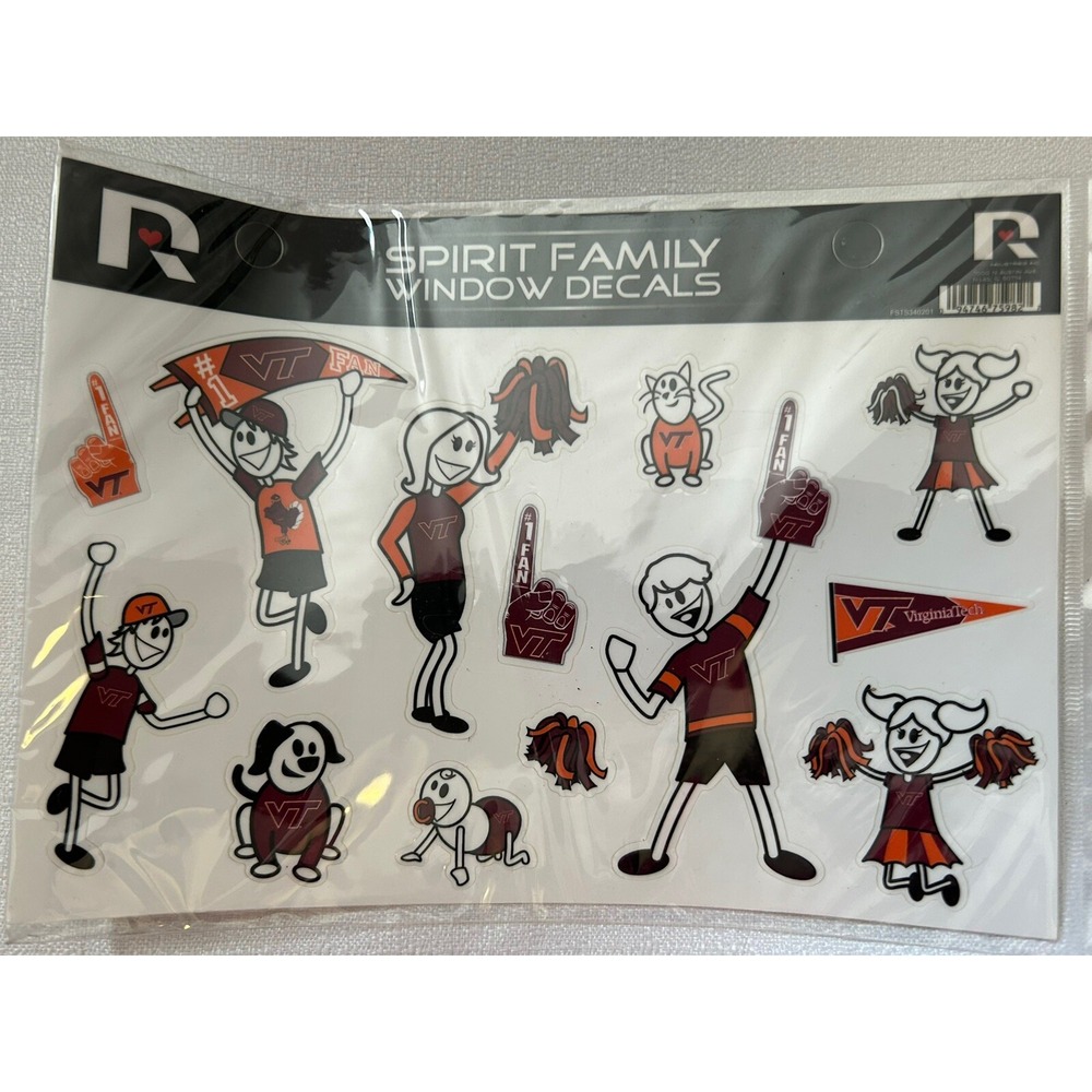 VT Virgina‎ Tech Spirit Family Window Decals Officially Licensed (4 Sets)